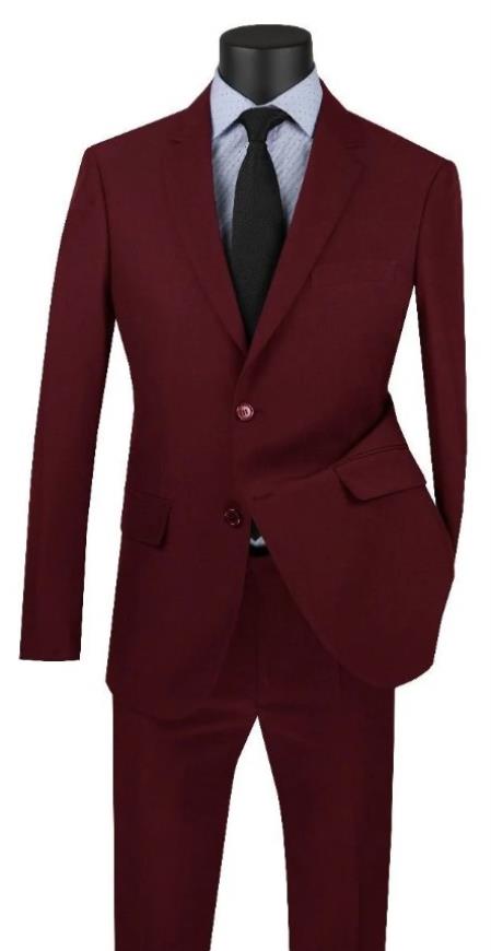 Carlo Lusso Suit - Mens Suit Modern Fit 2 Button Notch Side