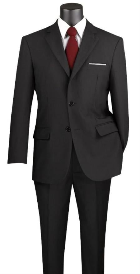 Designer Suit - Mens Suit Modern Fit 2 Button Notch Side Vented in Black