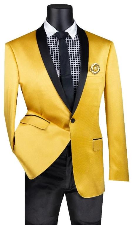 Shiny Suit - Sharkskin Tuxedo - Bright Color Tuxedo in Gold - Mustard Perfect For Wedding or Prom