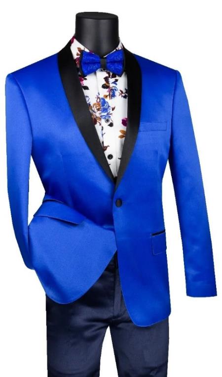 Shiny Suit - Sharkskin Tuxedo - Bright Color Tuxedo in Royal Blue Perfect For Wedding or Prom