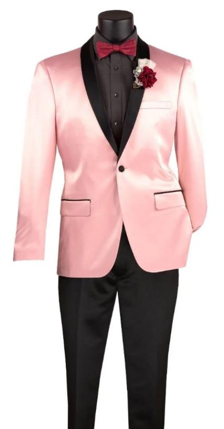 Shiny Suit - Sharkskin Tuxedo - Bright Color Tuxedo in Pink Perfect For Wedding or Prom