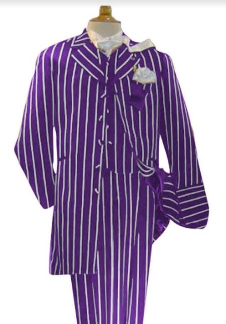 Purple and White Pinstripe Zoot Suit - Gangster 1920s Pinstripe Suit - Mens Fashion Suit