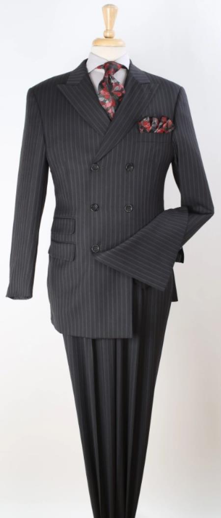 Big and Tall Suits - Charcoal Stripe Suit For Big Men - Large Men Sizes