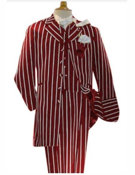 Burgundy Pinstripe Suit - Mens 1920s Gangster Pinstripe Suit - Chalk Pinstripe