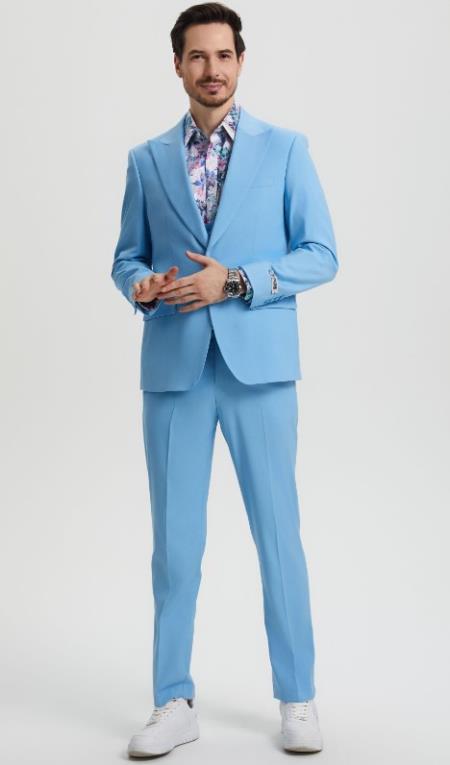 Big and Tall Suits - Sky Blue Suit For Big Men - Large Men Sizes