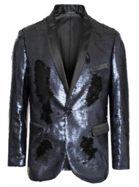 Mens Mardi Gras Out Fit - Black ~ White Mardi Gras Costumes For Men Clothing Shiny Sequin Fabric