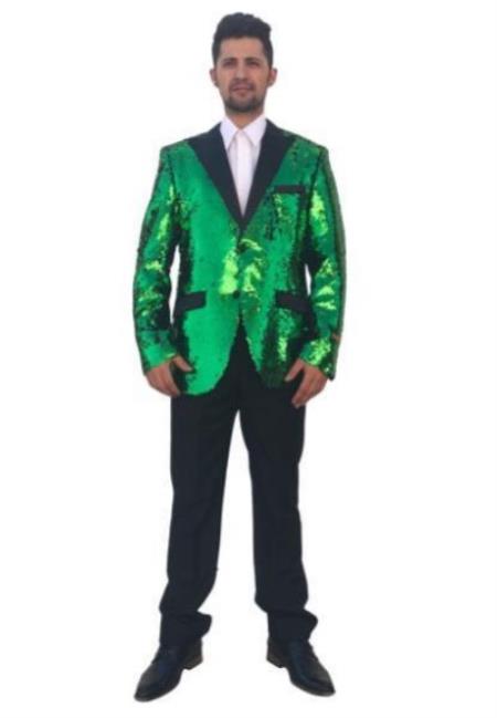 Mens Mardi Gras Out Fit - Green Mardi Gras Costumes For Men Clothing Shiny Sequin Fabric