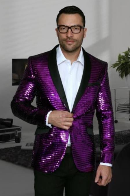 Mens Mardi Gras Out Fit - Purple Mardi Gras Costumes For Men Clothing Shiny Sequin Fabric