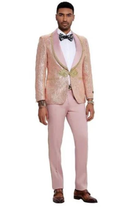 Mens Suit Blush Paisley Suit