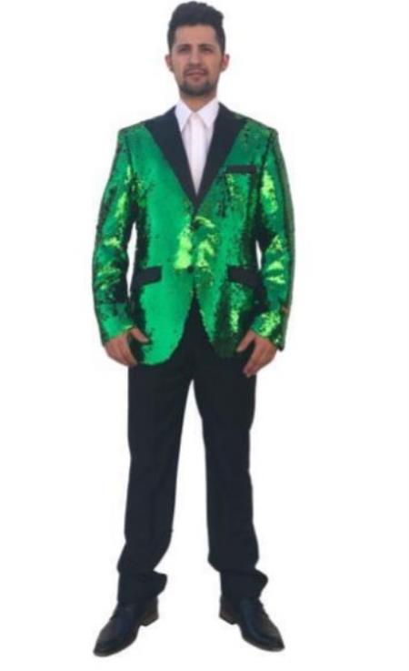 Mens Mardi Gras Out Fit - Green Mardi Gras Costumes For Men Clothing Shiny Sequin Fabric