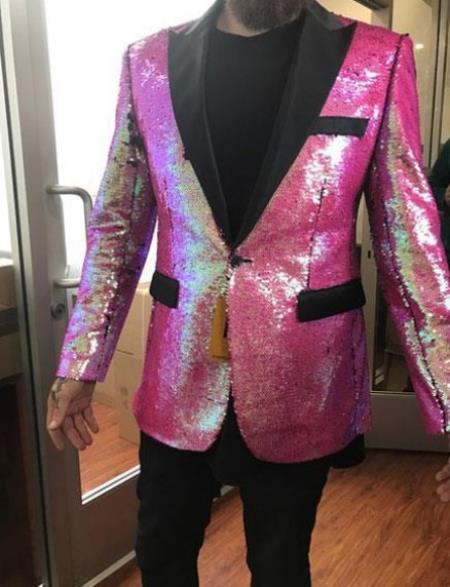 Mens Mardi Gras Out Fit - Fuchsia Pink Mardi Gras Costumes For Men Clothing Shiny Sequin Fabric