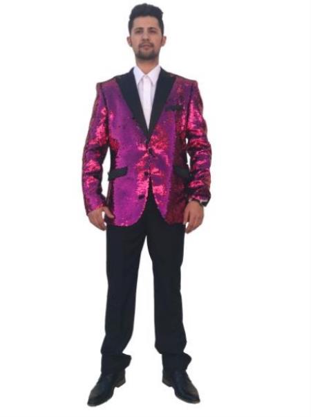 Mens Mardi Gras Out Fit - Pink Mardi Gras Costumes For Men Clothing Shiny Sequin Fabric