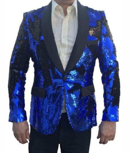 Mens Mardi Gras Out Fit - Royal and Black Mardi Gras Costumes For Men Clothing Shiny Sequin Fabric