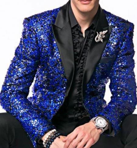 Mens Mardi Gras Out Fit - Royal ~ Black Mardi Gras Costumes For Men Clothing Shiny Sequin Fabric