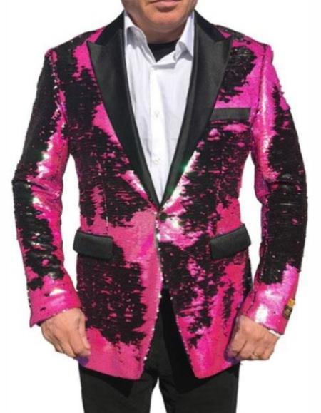 Mens Mardi Gras Out Fit - Hot Pink ~ Fuchsia Mardi Gras Costumes For Men Clothing Shiny Sequin Fabri