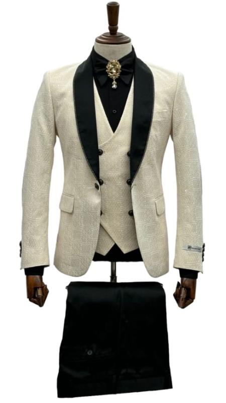 Ivory Tuxedo - Cream Wedding Suit - Off White Groom Suit