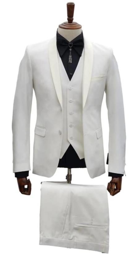 Ivory Tuxedo - Cream Wedding Suit - Off White Groom Suit