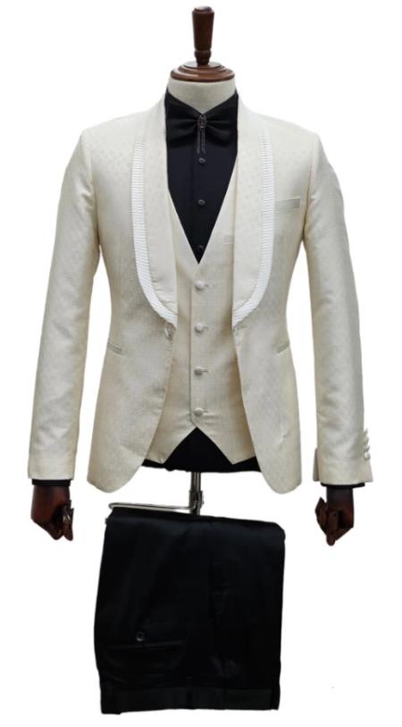 Ivory Tuxedo - Cream Wedding Suit - Off White Groom Suit