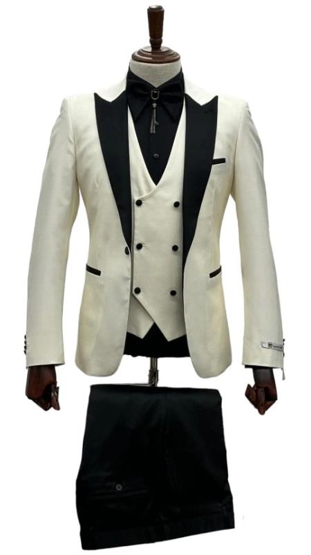 Ivory Tuxedo - Cream Wedding Suit - Off White Groom Suit