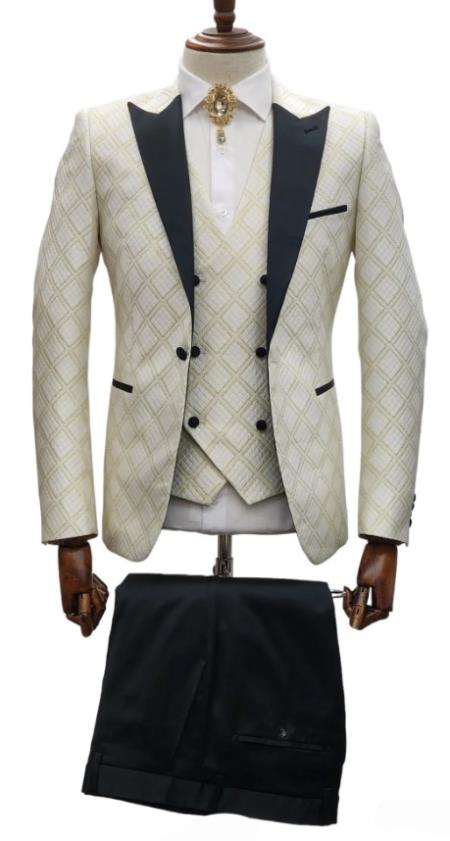 Ivory Tuxedo - Cream Wedding Suit - Off White Groom Suit