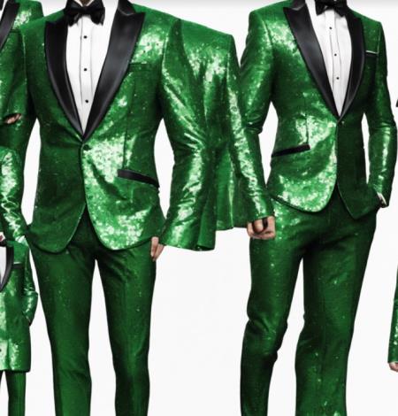 Sequin Suit - Shiny Suit - Emerald Green Suit - Metallic Fabric - Stage Tuxedo - Groom Suit Jacket + Pants