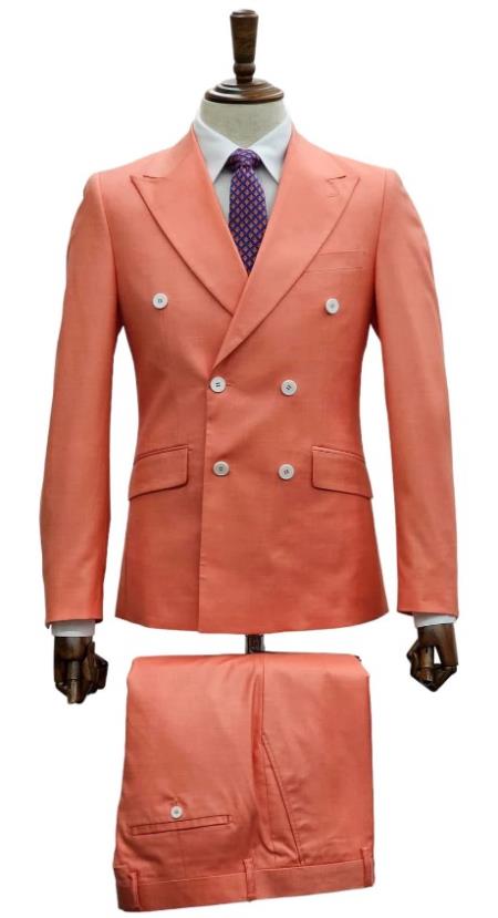 Double Breasted Suit - Mens Summer Salmon Suit Perfect for Formal Event