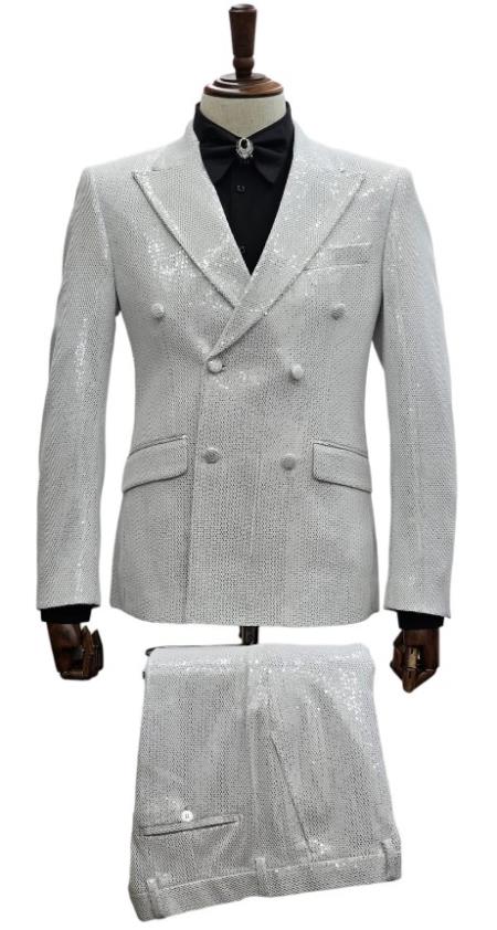 Double Breasted Suit - Mens Summer White Suit Perfect for Formal Event