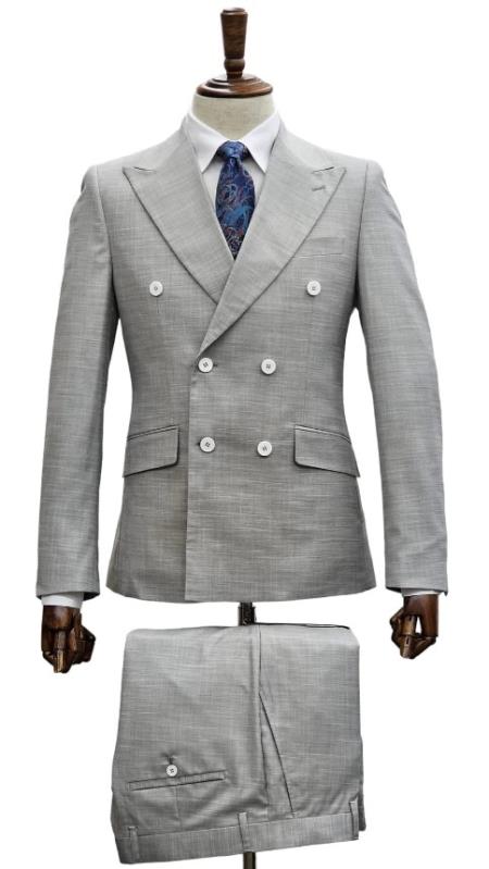 Double Breasted Suit - Mens Summer Silver Suit Perfect for Formal Event