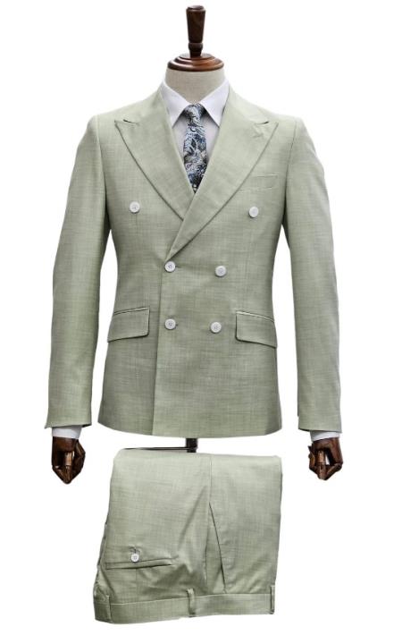 Double Breasted Suit - Mens Summer Sage Suit Perfect for Formal Event