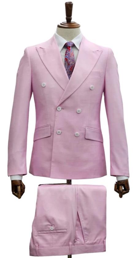 Double Breasted Suit - Mens Summer Light Pink Suit Perfect for Formal Event