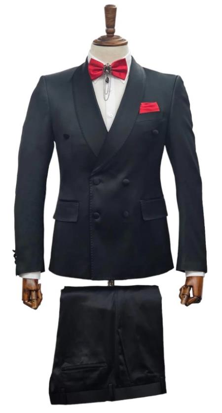 Double Breasted Suit - Mens Summer Black Suit Perfect for Formal Event