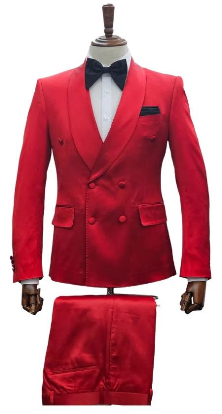 Double Breasted Suit - Mens Summer Red Suit Perfect for Formal Event