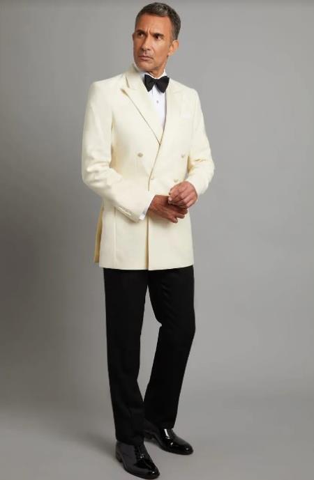 Ivory Double Breasted Tuxedo Dinner Jacket - Cream Dinner Jacket - Off White Color