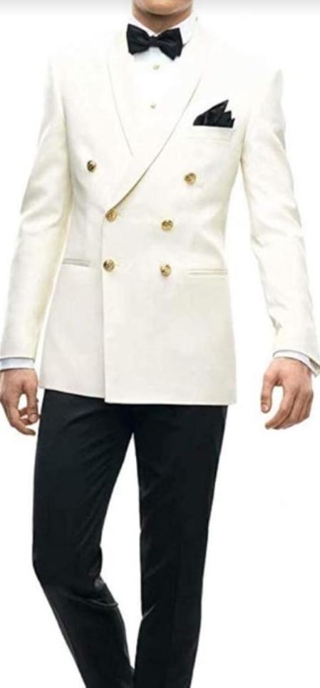 Ivory Double Breasted Dinner Jacket - Cream Dinner Jacket - Off White Color With Gold Buttons