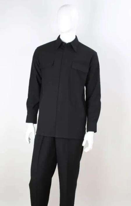 Mens 2 Piece Walking Suit - Black