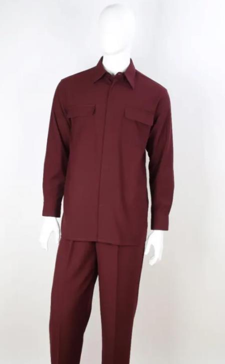 Mens 2 Piece Walking Suit - Burgundy