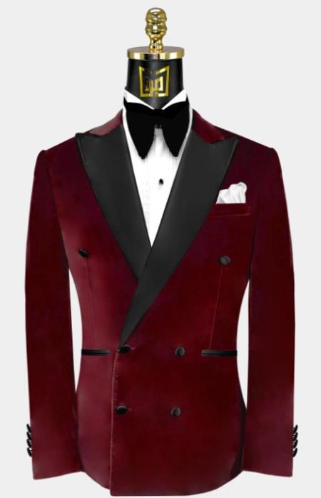 Double Breasted Tuxedo - Velvet Tuxedo Dinner Jacket in Black - Navy - Emerald Green - Burgundy