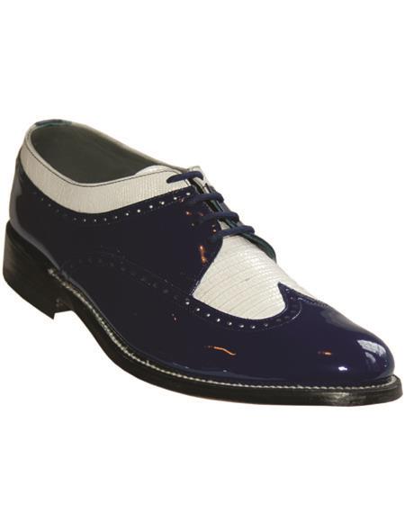 1920s Dress Shoe - Navy and White Wingtip Shoe - Vintage Old School