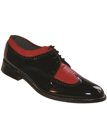 1920s Dress Shoe - Black and Red Wingtip Shoe - Vintage Old School