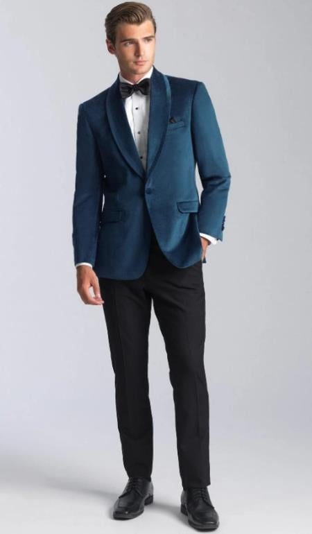 Velvet Blazer - Mens Blazer - Dinner Jacket Venice Deep Aqua Velvet Dinner Jacket - Separates