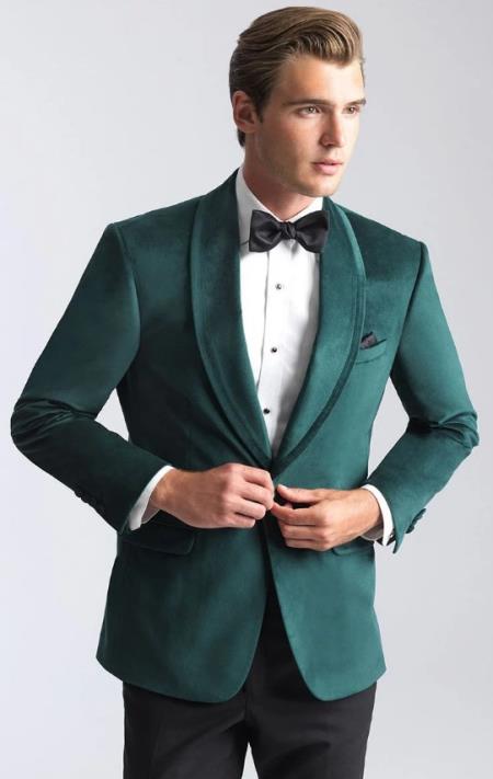 Velvet Blazer - Mens Blazer - Dinner Jacket Venice Emerald Green Velvet Dinner Jacket - Separates