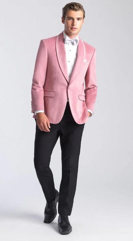 Velvet Blazer - Mens Blazer - Dinner Jacket Venice Dusty Rose Velvet Dinner Jacket - Separates