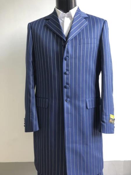 Mens Big and Tall Suit - Suit For Big For Guys - Long Suits - Fashion Navy and White Suit - Plus Siz