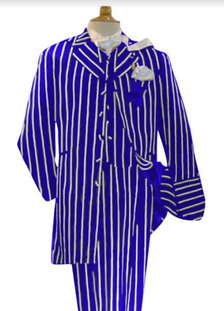 Pinstripe Zoot Suit - Royal Blue and White Pinstripe Gangster Suit - 1920s Suit