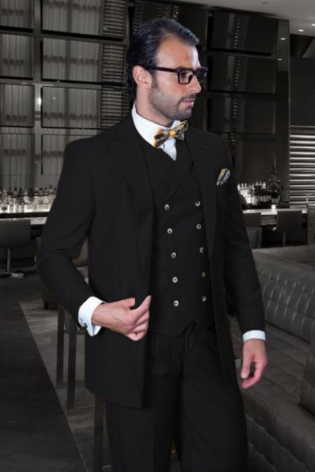 Big and Tall Suit - Suit For Big Man - Black Color Suit - Vested Suit - Khaki Color Suit