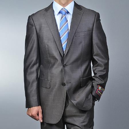 Men's Metallic Grey 2-button Suit