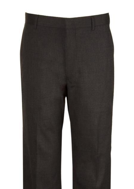 Charcoal Clothing Plain Flat Front Dress Pants
