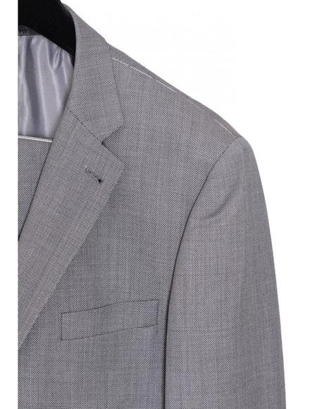 Men's Gray Birdseye Wool 2 Button Classic Fit Suit Flat Fron