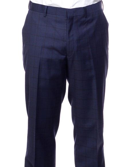Men's Blue Flap Front Pocket Five Button Vest Modern Fit Suit