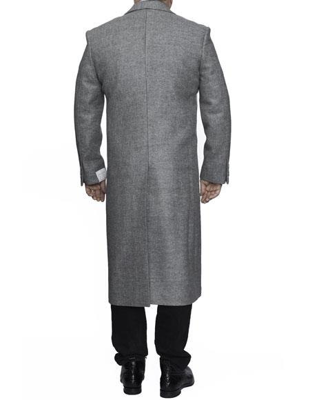 Light Grey Three-Button Notch Lapel Full Length Overcoat